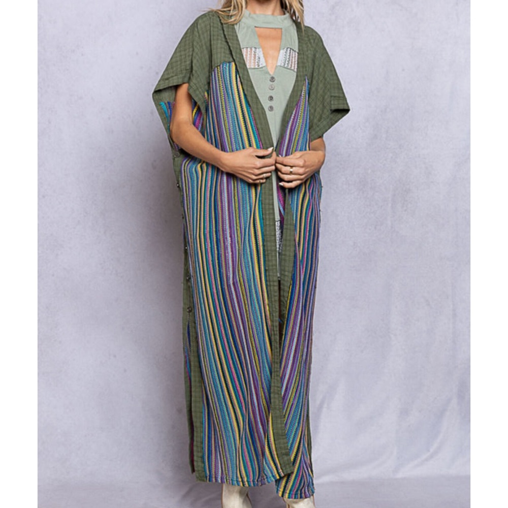 POL Multicolor Striped Kimono